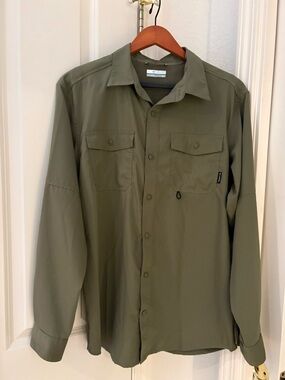 Columbia Olive Green Long Sleeve Outdoor Shirt